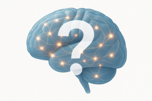 Illustration of a human brain with glowing neural connections symbolizing brain activity and scientific understanding.
